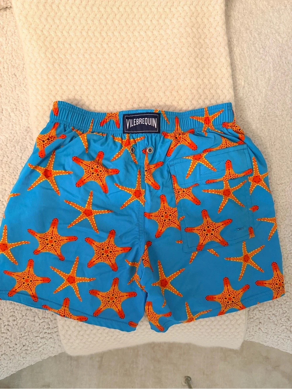 Vilebrequin Kids Swim Trunks - Turquoise with Orange Starfish